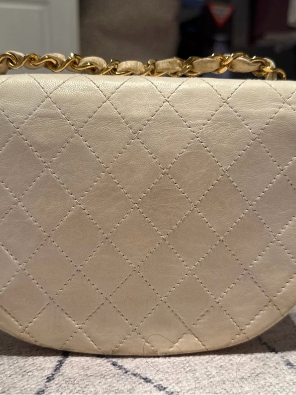 Chanel lambskin quilted mini half moon flap bag classic timeless